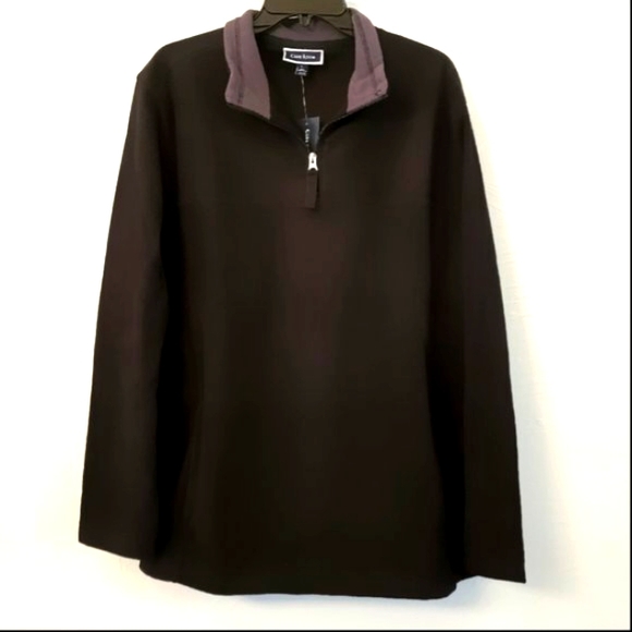 Fleece Pullover Black Sweater Quarter Zip Jacket NWT - Picture 3 of 5